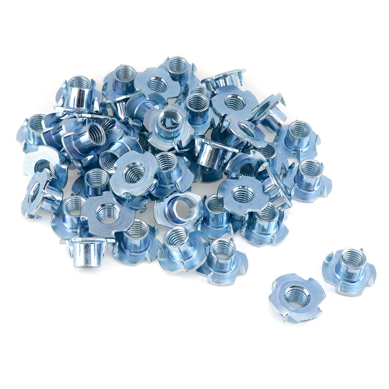 Sydien 50Packs M10 Threaded Insert T-Nut 4 Pronged Tee Nut for Rock Climbing Holds, Wood, Cabinetry 50Pcs