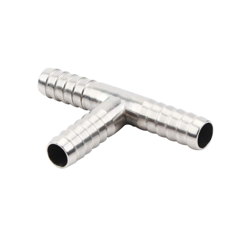 Beduan Stainless Steel 3/8" Hose Barb, 3 Way Tee T Shape Barbed Co2 Splitter Fitting 3/8” x 3/8” x 3/8”