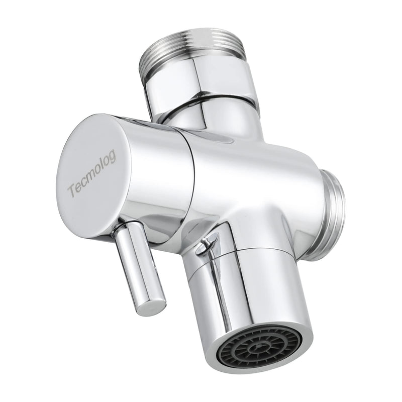 Tecmolog Sink Valve Diverter Faucet Splitter Brass Adapter 3 Way Faucet Diverter Valve, Sink Tap Replacement Part M22 X M24, Chrome, SBA021C