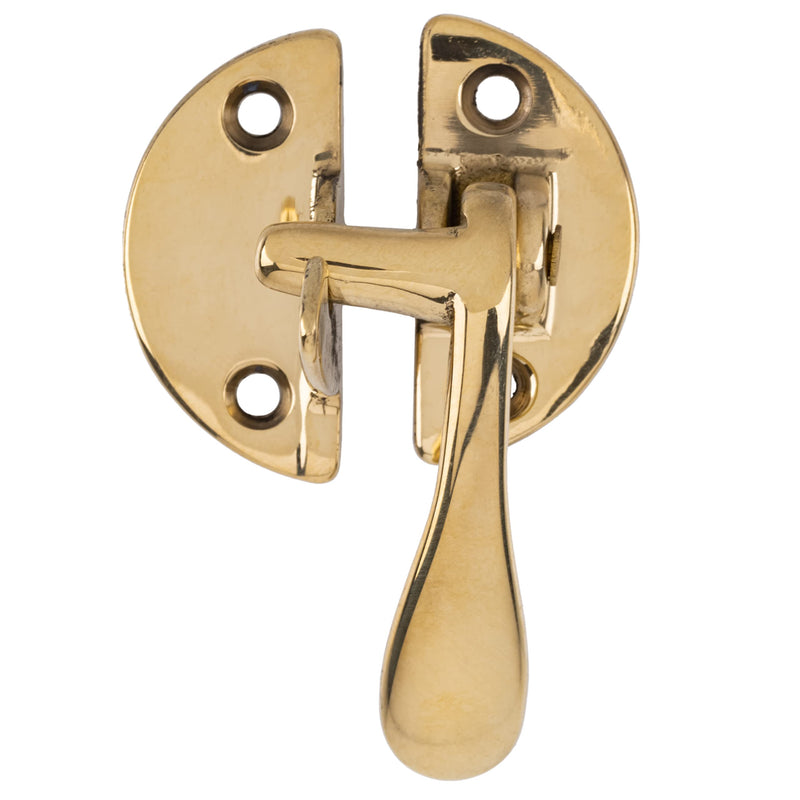 Brass Flush Right Cabinet Door Lever Latch and Catch | Antique Cabinet, Vintage Cupboard, Old Desk Reproduction Hardware | UA-116-HLPB Brass