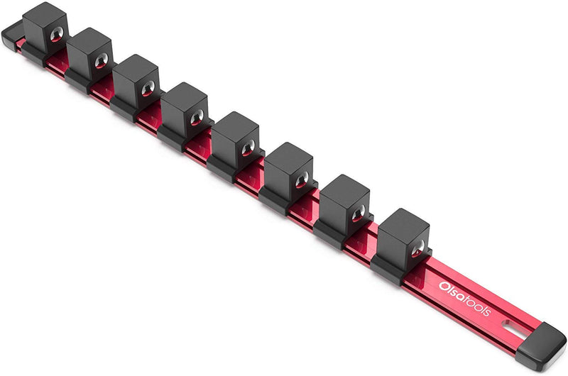 Olsa Tools Socket Organizer (3/4-Inch Drive, Red) - Socket Storage for Mechanics - Socket Holder and Socket Rail - Impact Socket Set Organizer - Professional-Grade - Part: 1133 3/4-Inch Drive
