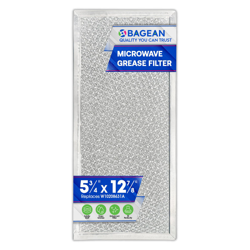 Microwave Filter Replacement 5.78" x 12.91" Fits W10208631A Whirlpool Microwave Filter - Aluminum Mesh Screen Grease Filter - Freshens and Filters Kitchen Air in Over the Range Oven Vent Fan 1