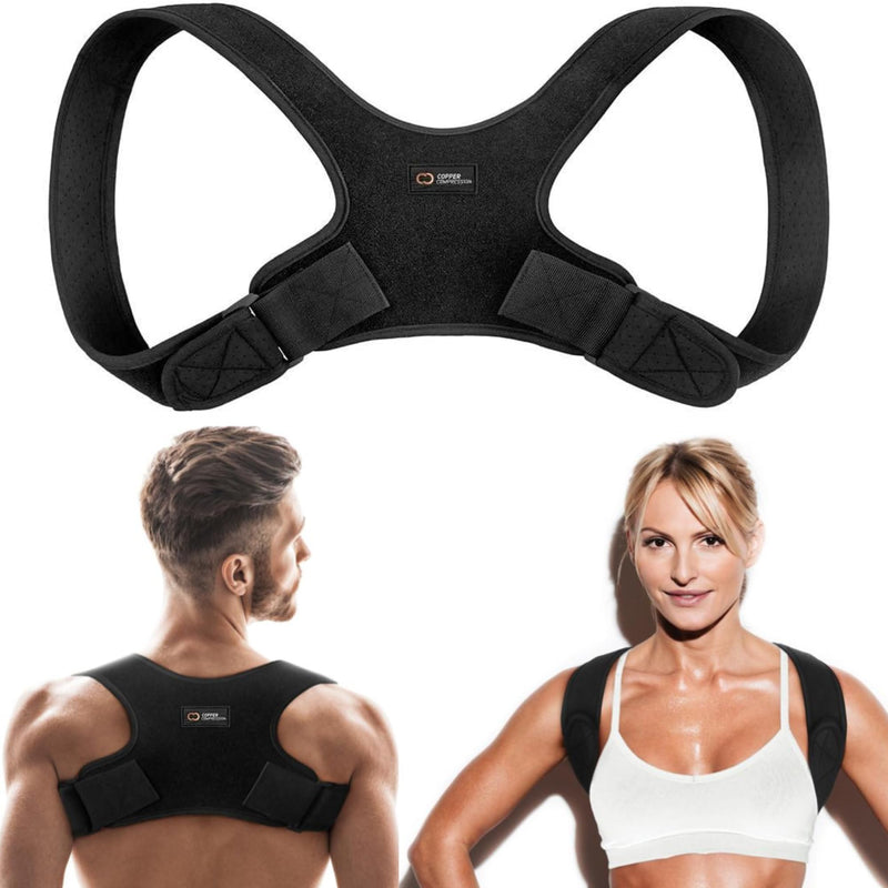 Copper Compression Posture Corrector for Men & Women - Adjustable Copper Infused Orthopedic Brace for Pain Relief from Bad Posture, Slumping - Targets Upper Back, Shoulders, Neck, Clavicle Large/X-Large (Pack of 1)