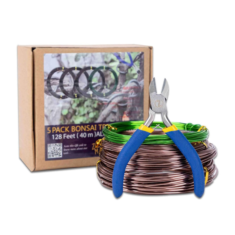 Bonsai Training Wire Set of 4 - Total 128 Feet(32 Feet Each Size) 3 Size - 1.0MM,1.5MM,2.0MM - Corrosion and Rust Resistant (with Bonsai Wire Cutter) Brown(with Bonsai Wire Cutter)
