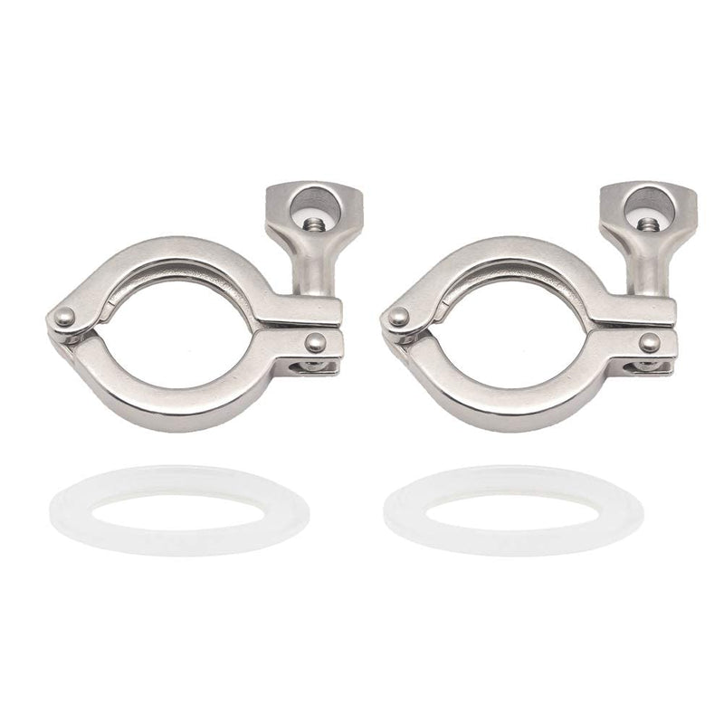Beduan 2" Sanitary Tri Clamp, 304 Stainless Steel Single Pin Heavy Duty Tri Clamp Clover with Wing Nut for Ferrule TC 2". 2Pack (2 Inch) 2 Inch PackOf 2
