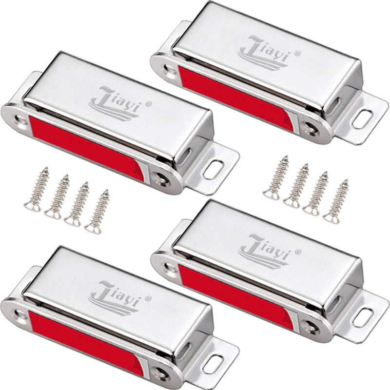 Cabinet Magnets Heavy Duty Jiayi 4 Pack Magnetic Door Catch 66 lbs Magnet Door Latch Kitchen Cabinet Magnets for Closure Cupboard Door Magnetic Catches for Kitchen Wardrobe Door Closer Closet Closure 66lb- 4Pack Silver