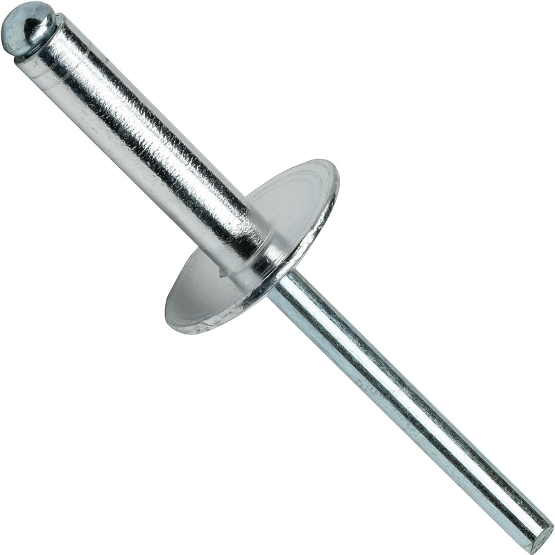 Large Flange Pop Rivets 3/16" x 1/2" Aluminum Body Steel Mandrel Large Dome Head 6-8 Gap .376" - .500" Quantity 50 by Fastenere 3/16" x 1/2" (6-8) (50 Pack)