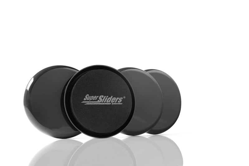 Super Sliders 3 1/2" Round Reusable Furniture Sliders for Carpet - Effortless Moving and Surface Protection, Black (4 Pack) 4 Count (Pack of 1)