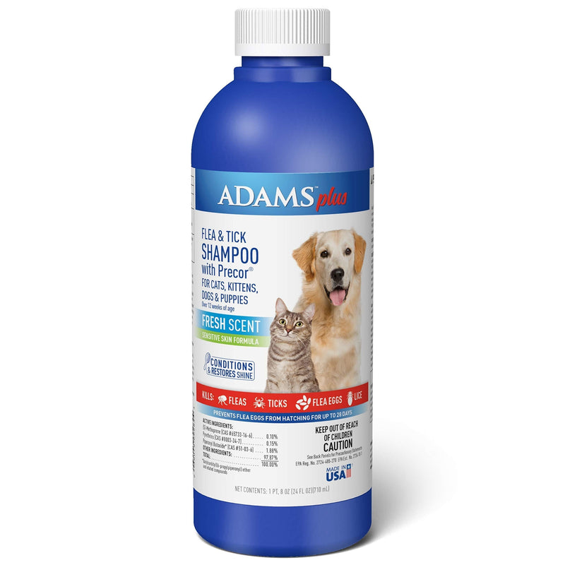 Adams Plus Flea and Tick Shampoo with Precor for Cats and Dogs, 24 Ounces - PawsPlanet Australia