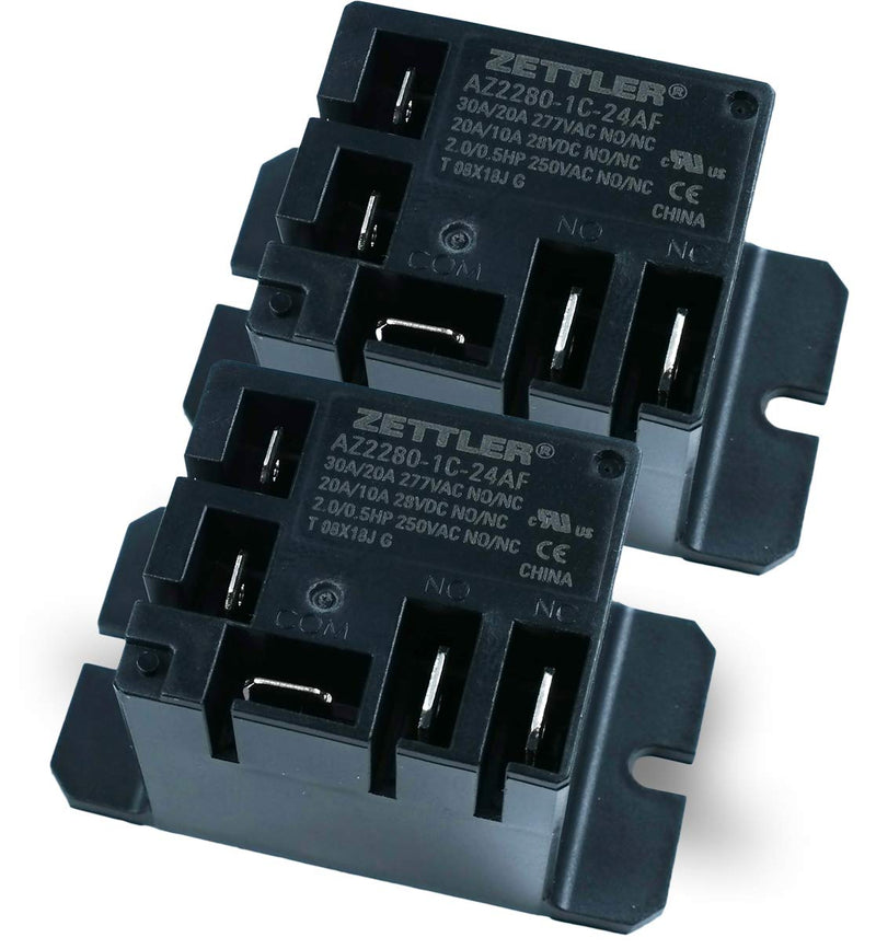 Zettler Mini Power Relay AZ2280-1C-24AF 30A 277VAC 28VDC -Universal 24 AC Volt (Pack of 2)