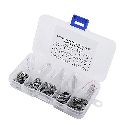 120Pcs 304 Stainless Steel E-Clip Retaining Snap Ring Circlip Kit ,1.5mm-10mm