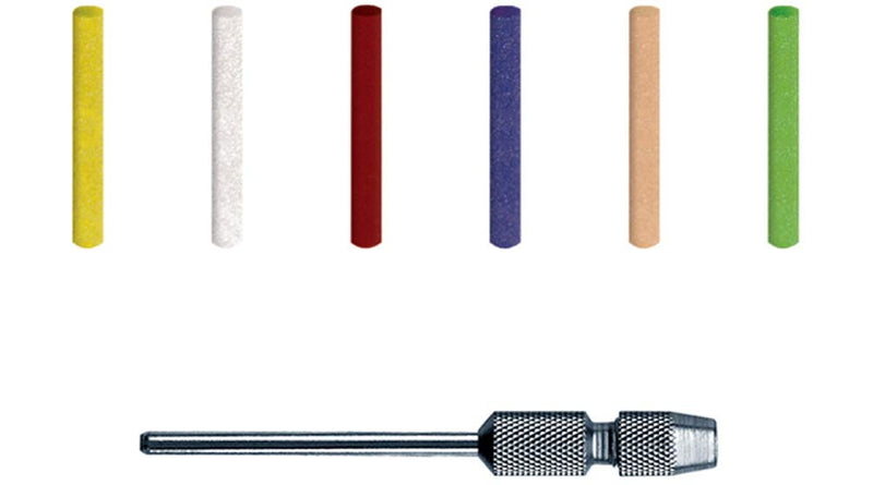 Dedeco Sunburst - 3mm Pins - Precision Thermoplastic Rotary Cleaning and Polishing Tool Set, Assorted: 8 Each 6 Grit Textures Plus 7083 Mandrel (49 Piece) 3mm - Asst: 8 Each 6 Grit Textures & 7083 Mandrel 49