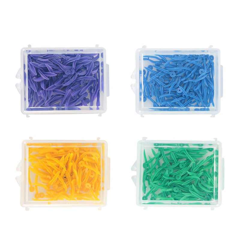 Jadeshay Dental Wedges, 400pcs 4 Box 4 Color Disposable Plastic Wave Shape Dental Fixing Wedge with Hole for Professional Dental