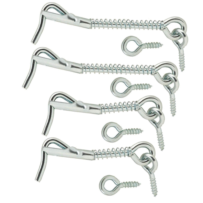 Zinc Plated Wire Gate Hook and Eye Latch with Spring Lock (Pack of 4)