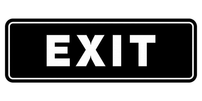 All Quality Standard Exit Wall or Door Sign | Durable Plastic and Easy Installation | Double-Sided Foam Adhesive Tape - Black - Small (1 Pack) 2 x 6" - Small (1 Pack)