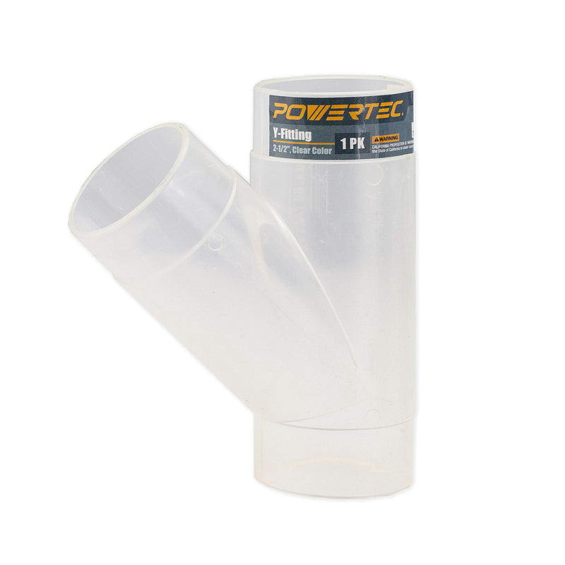 POWERTEC 2-1/2 Inch Clear Y Fitting for 2-1/2 Inch Dust Collection Hose, 2 1/2 Inch Dust Collection Hose Connector Fittings for Dust Collection System, 1 pack (70228) Y Fitting Hose Connector