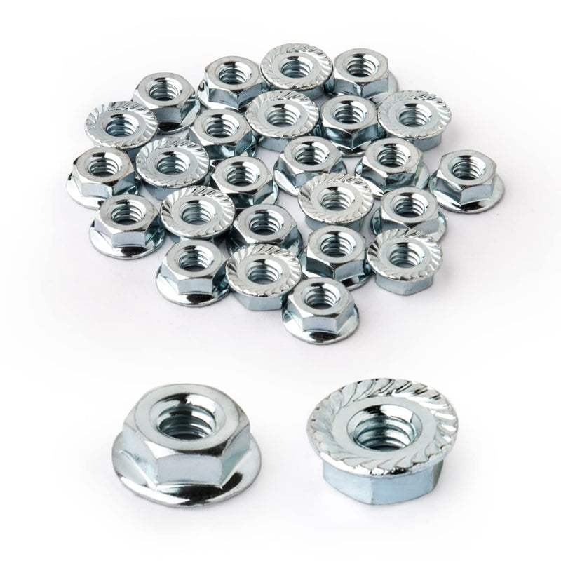 POWERTEC QLN1203 Serrated Flange Hex Lock (M12) Nuts | Premium Carbon Steel Zinc Plated Fasteners – 25 Pack Flange M12