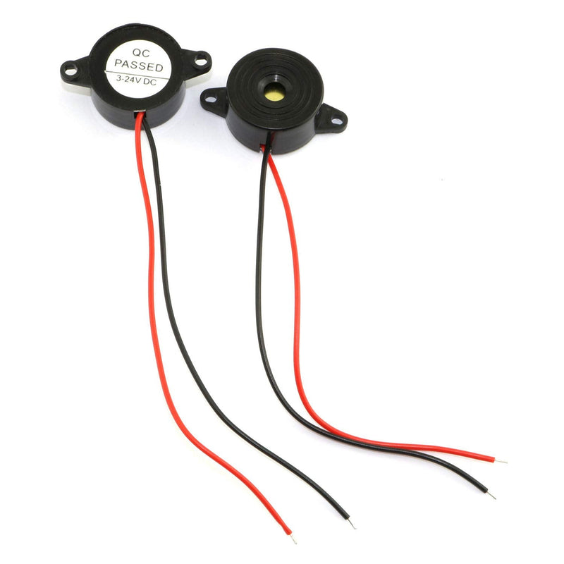 2pcs DC 3-24V Active Piezo Buzzer with Lead Wire 2312 High Decibels Continuous Sounder Electronic Buzzer Alarm 23x12mm