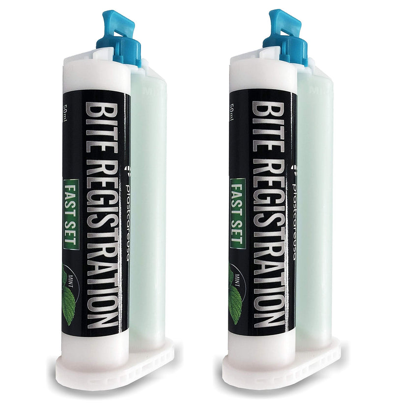 Bite Registration Material, Fast Set, Made in Germany Mint Flavor, Set of 2 50ml Cartridges, No Mixing Tips