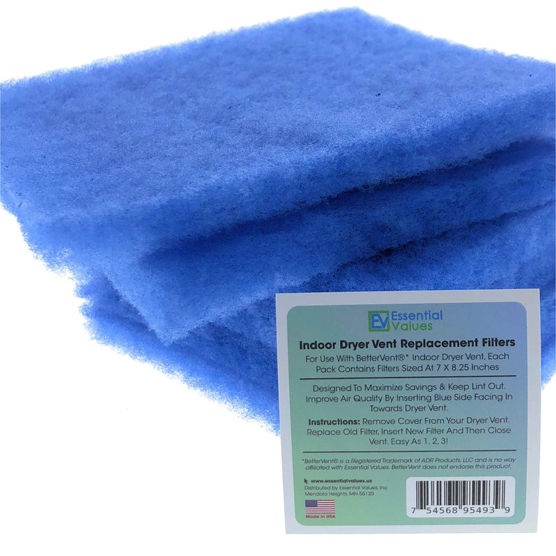 Essential Values 24-Pack Compatible Filters for Bettervent Indoor Dryer Vent – 120 Loads 24 Pack