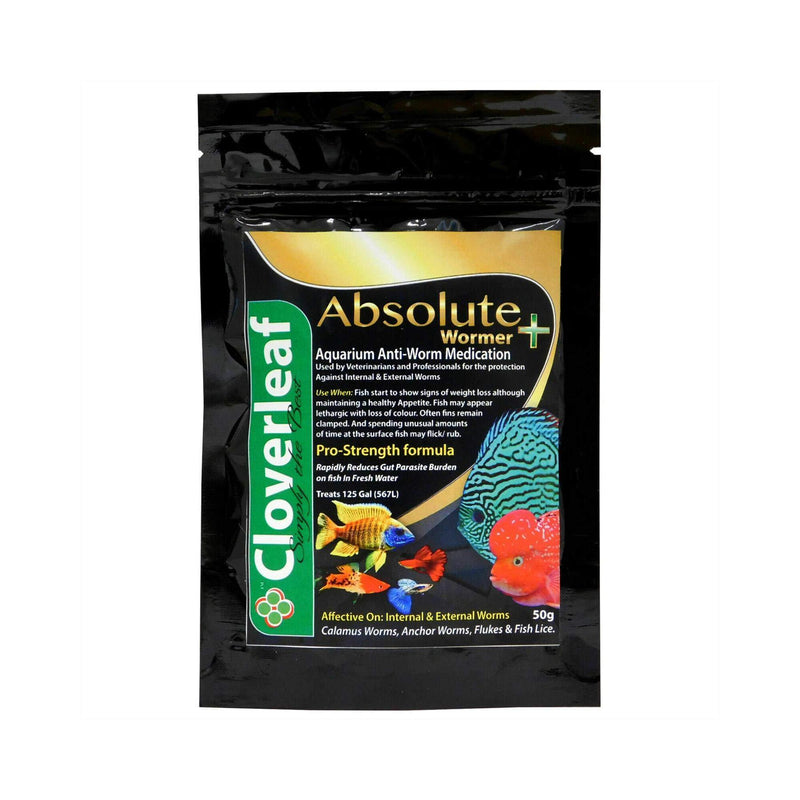 Cloverleaf AW50/6 Absolute+ WORMER Treatment Aquarium 50g (Treats 5000gals), White - PawsPlanet Australia