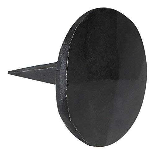 A29 Set of 12 Round Pyramid Decorative Iron Nails, 1 1/4 X 1 Inch, Natural Black Iron Finish