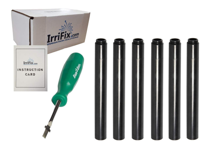 Box Set - Rain Bird Popup Riser Extensions 1800EXT | RainBird Universal Sprinkler Extenders 1800-EXT | Set of 6 with Instruction Card & RotorTool Screwdriver