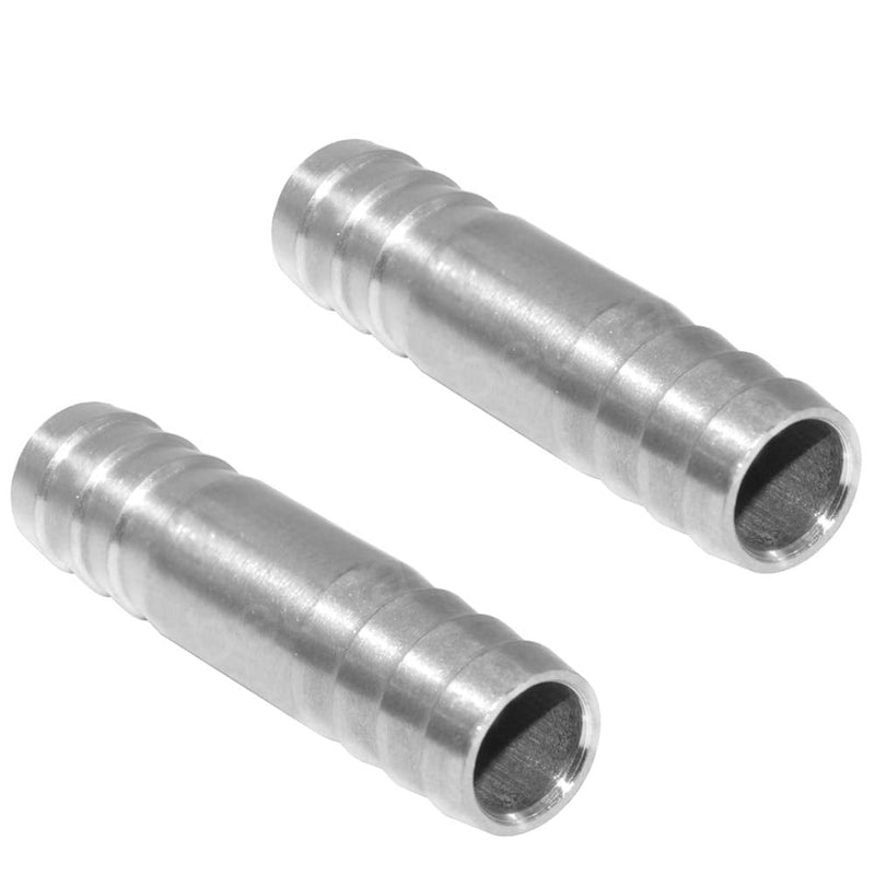 Beduan Stainless Steel 3/8" Hose Barb Splicer Mender Round Union Coupler Fitting (Pack of 2) 3/8 to 3/8 Pack of 2