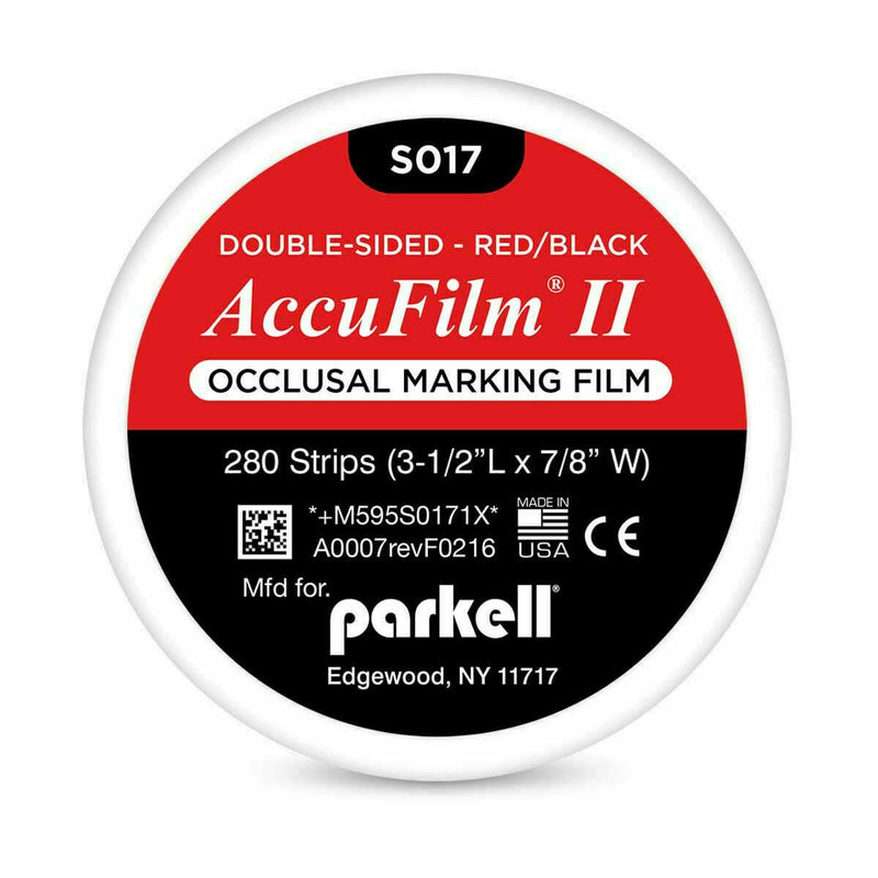 Accufilm II Double-Sided Occlusal Marking Film Pre-Cut Strip, 3-1/2" L x 7/8" W, Red/Black (280 Pre-Cut Double-Sided Strips) - NewNest Australia