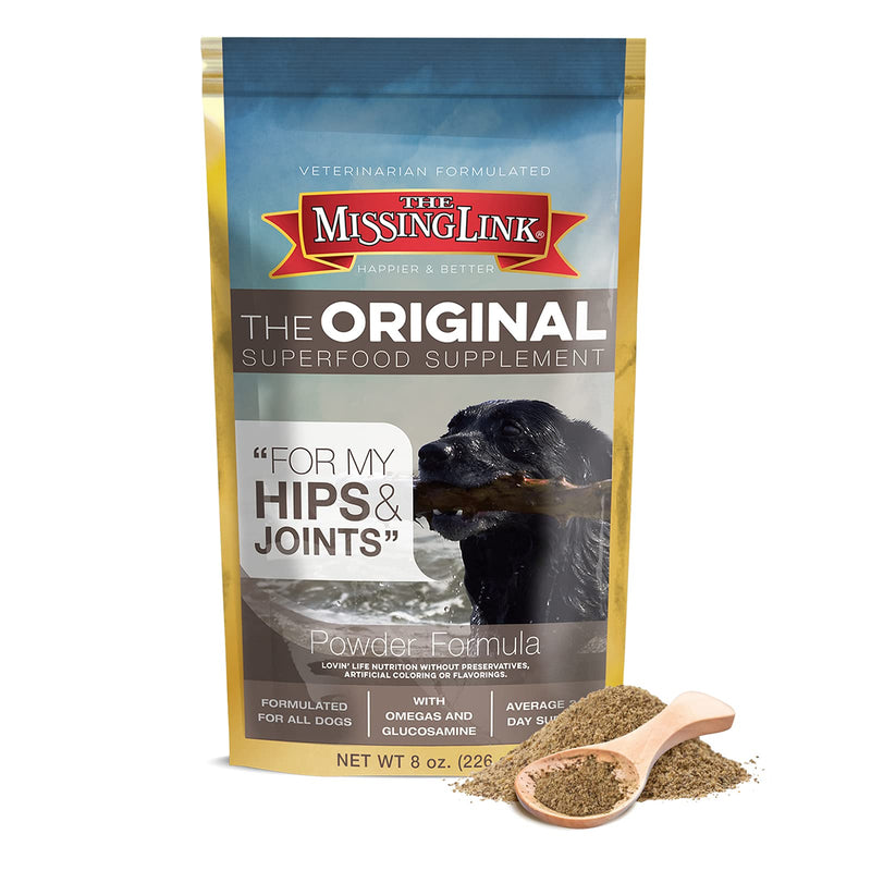 The Missing Link Original Hips & Joints Powder, All-Natural Veterinarian Formulated Superfood Dog Supplement, Balanced Omegas 3 & 6 + Glucosamine + Dietary Fiber for Mobility & Digestive Health Hip & Joint 8 oz - PawsPlanet Australia