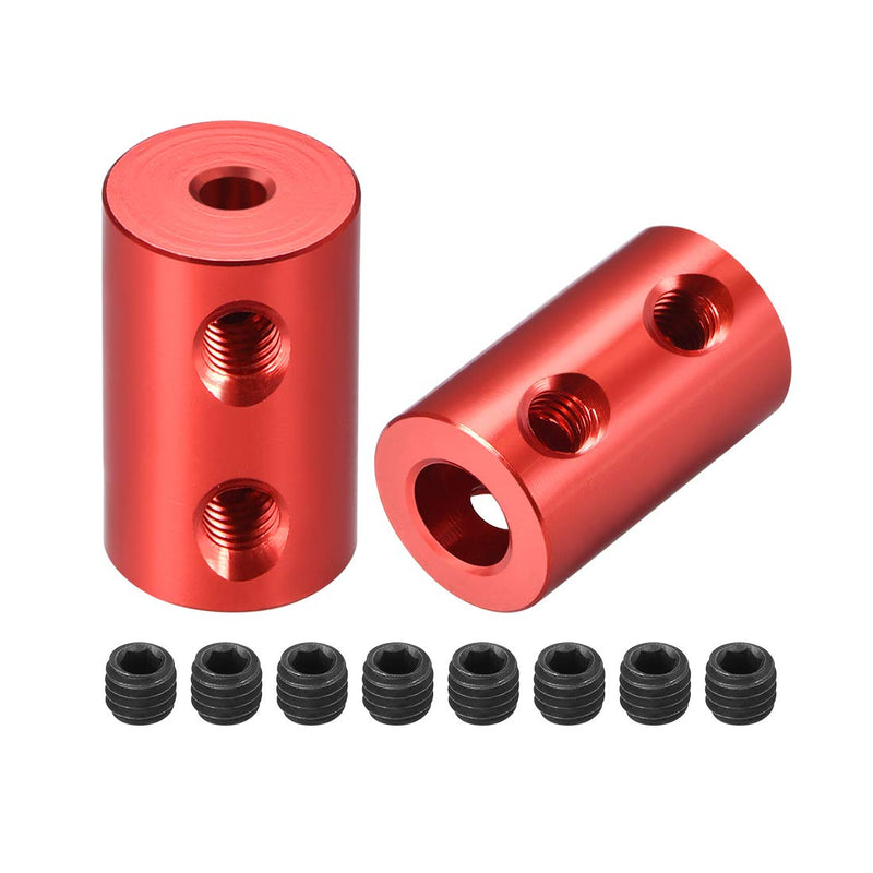 uxcell 3mm to 6mm Bore Rigid Coupling Set Screw L20XD12 Aluminum Alloy,Shaft Coupler Connector for RC Airplane Boat, Motor Accessories,Red,2pcs