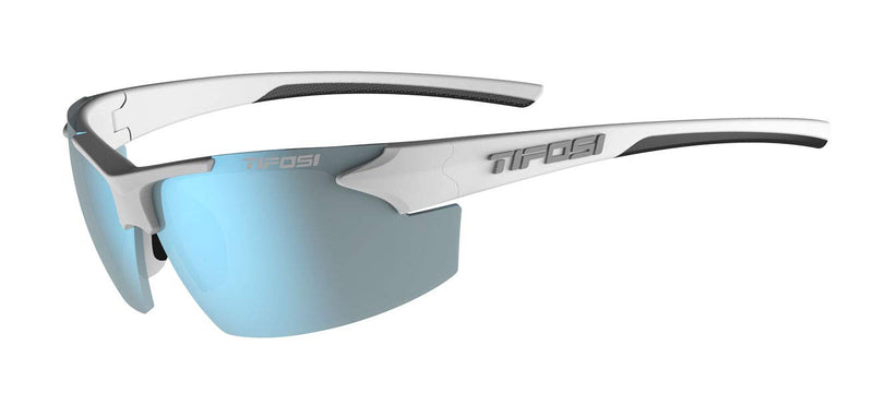 Tifosi Track Sport Men & Women Sunglasses - Ideal For Baseball, Golf, Pickleball, Running and Tennis - Unisex Glasses White/Black (Smoke Bright Blue Lens)