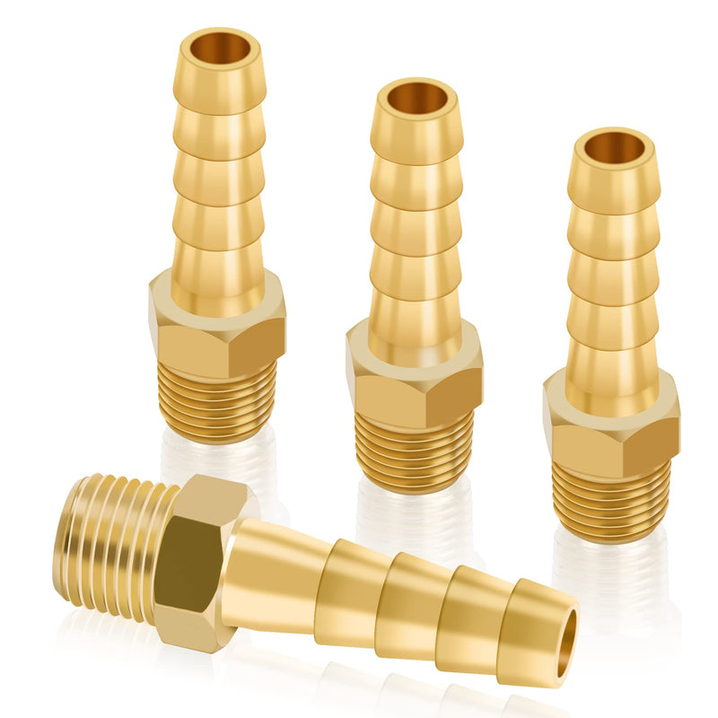 4pcs 1/4" Hose Barb to 1/8 NPT Male Brass Quick Coupler Air M Type Fitting Quick-Connect Fitting (4) 1/4″ Barb to 1/8 NPT Male Thread