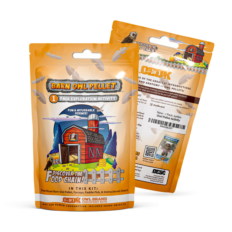 OBDK Barn Owl Pellets for Dissection - 1 Pack Jumbo Sized (2.0"-Larger) with Tools, Guide and Charts from Owl Brand Discovery Kits Jumbo (2.5 inches and Larger) 1-pack - NewNest Australia