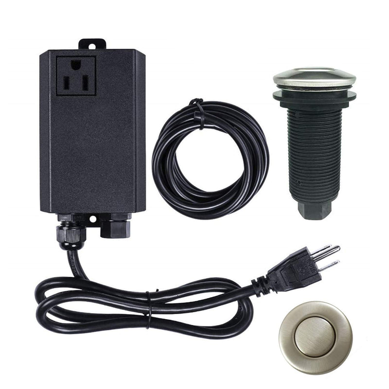 Garbage Disposal Air Switch Kit Sink Top Waste Disposal Long Stainless Steel Brushed Nickel On/Off Air Button Food and Waste Disposals Part by Etoolcity Single Outlet Long/2.7''