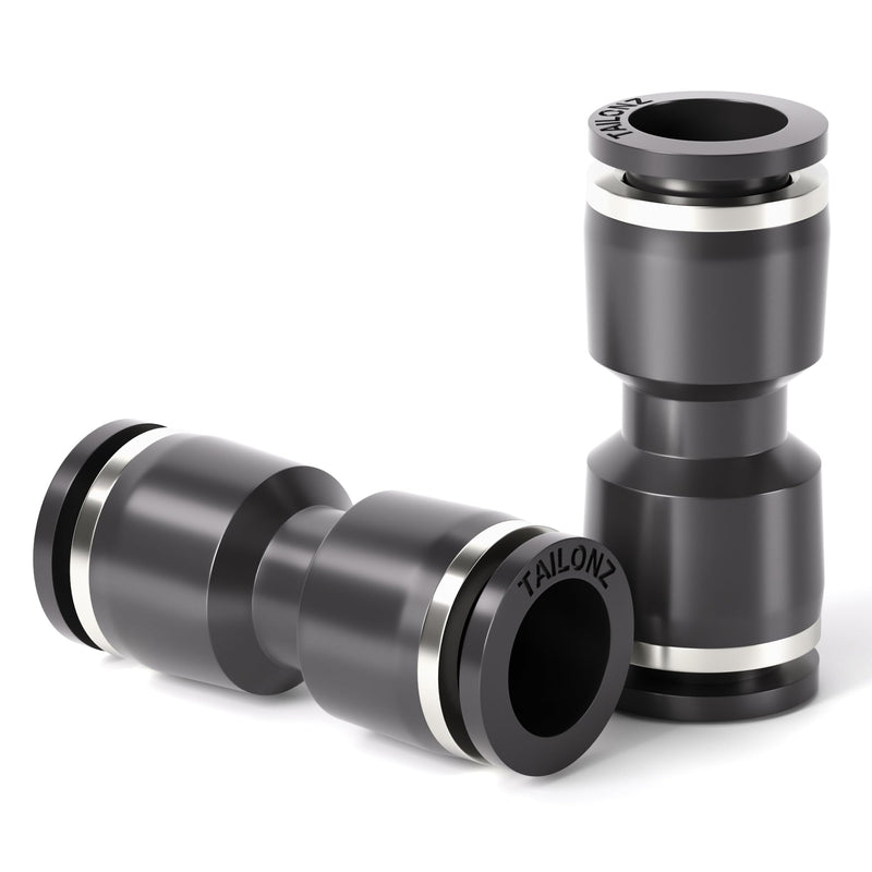 TAILONZ PNEUMATIC Black Straight 1/4 inch Tube OD Push to Connect Tube Fittings Push Lock PU-1/4 (Pack of 10) 1/4"OD