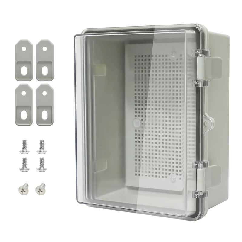 ABS Plastic Dustproof Waterproof IP65 Junction Box Hinged Shell Universal Electrical Project Enclosure Gray, with PC Transparent Clear Cover 8.7 x 6.7 x 4.3inch(220 x170 x110mm) 8.7" x 6.7" x 4.3"