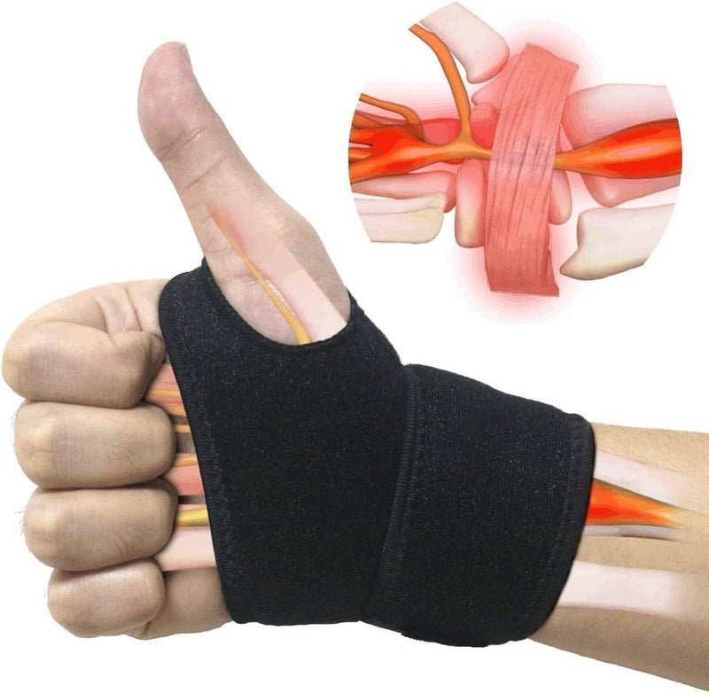 Wrist Brace for Carpal Tunnel, Comfortable and Adjustable Wrist Support Brace for Arthritis and Tendinitis, Wrist Compression Wrap for Pain Relief, Fit for Both Left Hand and Right Hand – Single Black