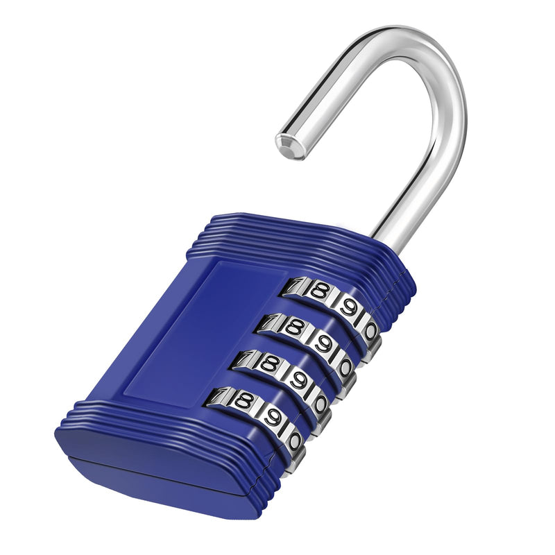 ZHEGE Combination Lock, 4 Digit Outdoor Waterproof Padlock for School Gym Locker, Fence, Gate, Toolbox (Blue) 1P, Blue