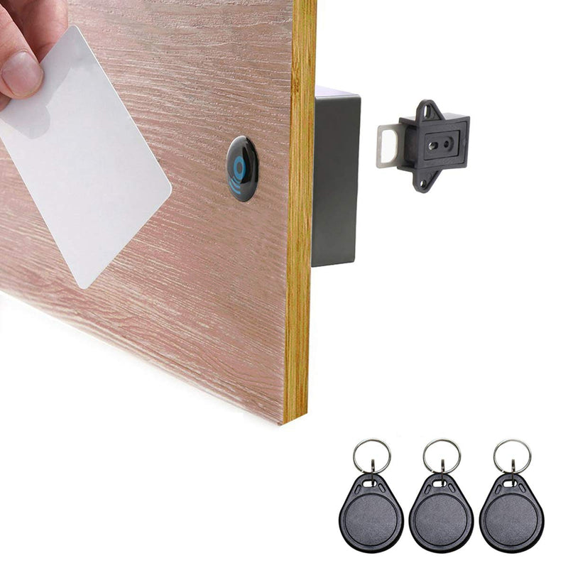 ETEKJOY RFID Electronic Cabinet Lock Hidden DIY for Wooden Cabinet Locker Drawer Cupboard (Black) Black