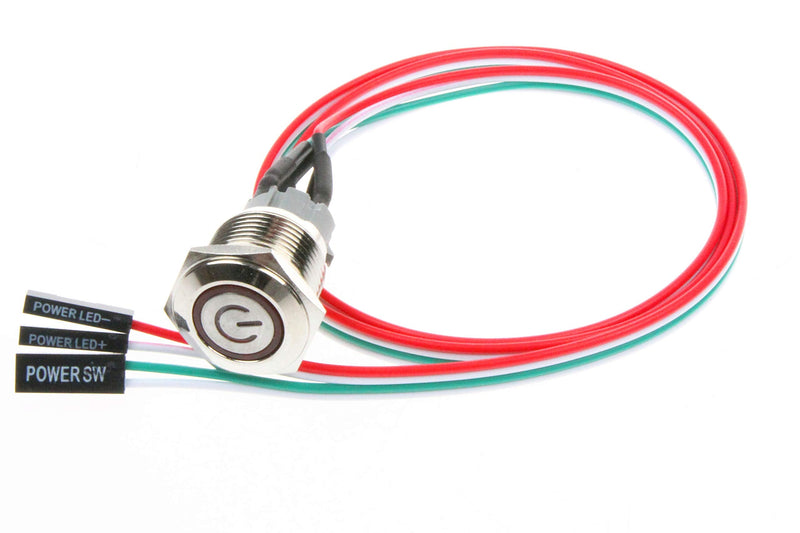 NOYITO 16mm Chassis Switch Metal Button Switch with 22inchs Extension Cable Red Yellow Blue Green Switch Symbol Suitable for Computer DIY Switch (16mm, Blue Symbol)