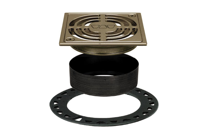 Schluter Kerdi-Drain Contour Shower Grate Kit with Integrated Slope Bonding Flange - Ideal for Tile Showers - 4" Grate Size, Square, Brushed Nickel Anodized Grate Finish - KD4GRKATGB