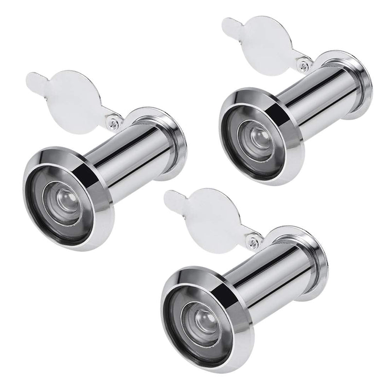 uxcell Door View, Solid Brass 220-degree Door Viewer Peephole with Cover for 1-1/2 to 2-1/4 Inch Thick Doors, Polished Chrome Finish, 3Pcs