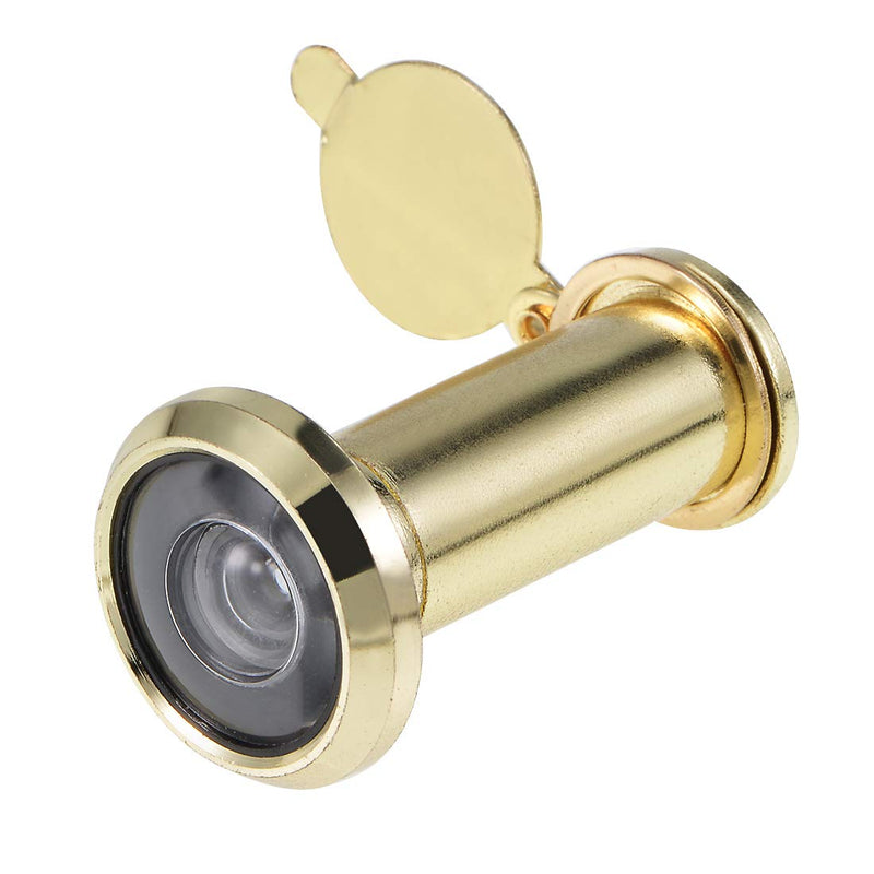 uxcell Door View, Solid Brass 220-degree Door Viewer with Cover for 1-3/8 to 2-1/4 Inch Thick Doors, Polished Gold Finish