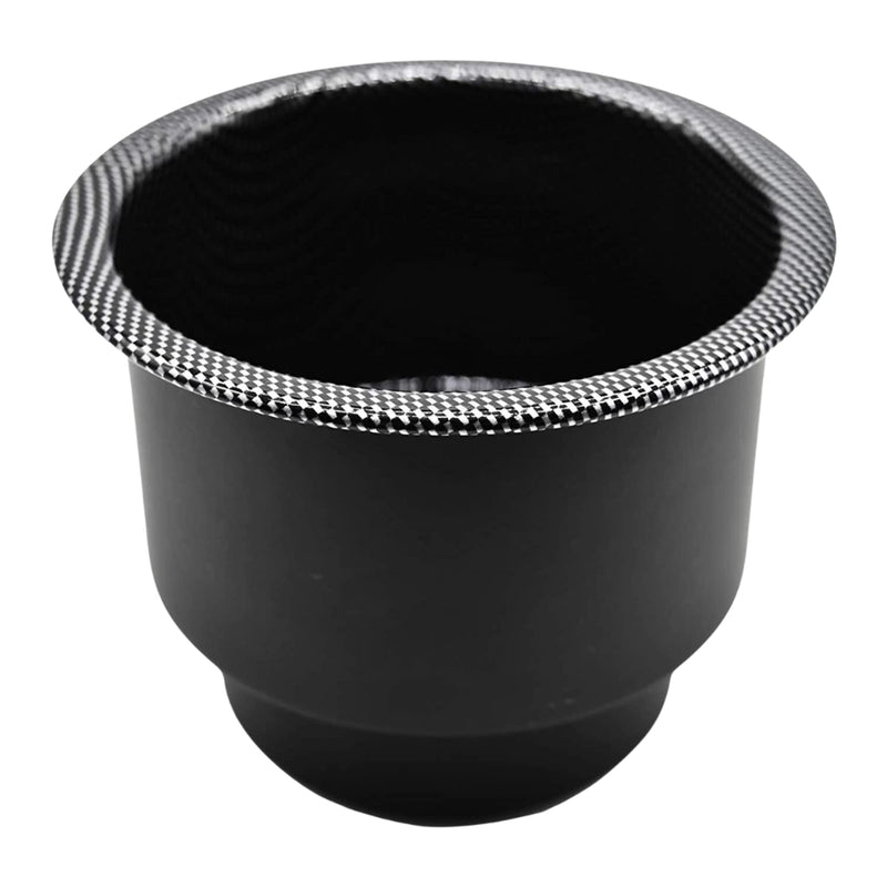 MARINE CITY Stainless Steel Cup Holder – Black Carbon Fiber Print, Marine Grade, Center Drain Hole – for Boat, Yacht, Ship, Kayak, Poker Table & Countertop (1 Pack)