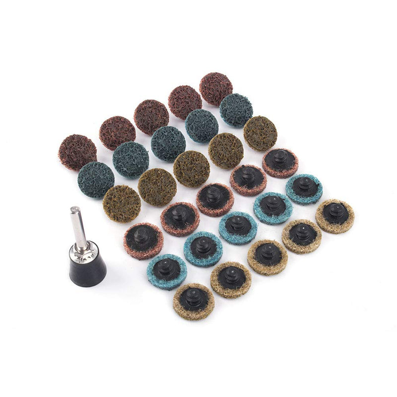 31Pcs 1'' Surface Conditioning Buffing Dics Quick Change Prep Polishing Pad Set with 1Pc 1/4'' Holder (1inch Set) 1inch set