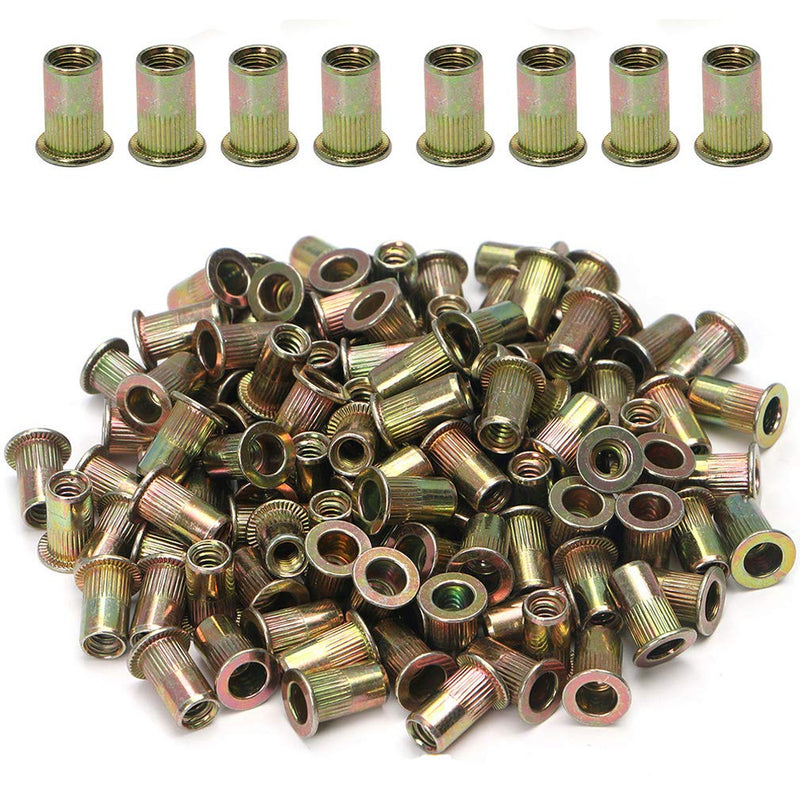 100pcs Carbon Steel SAE Rivet Nuts 1/4-20 Threaded Rivet Insert Nutsert Rivnuts Kit 1/4"-20