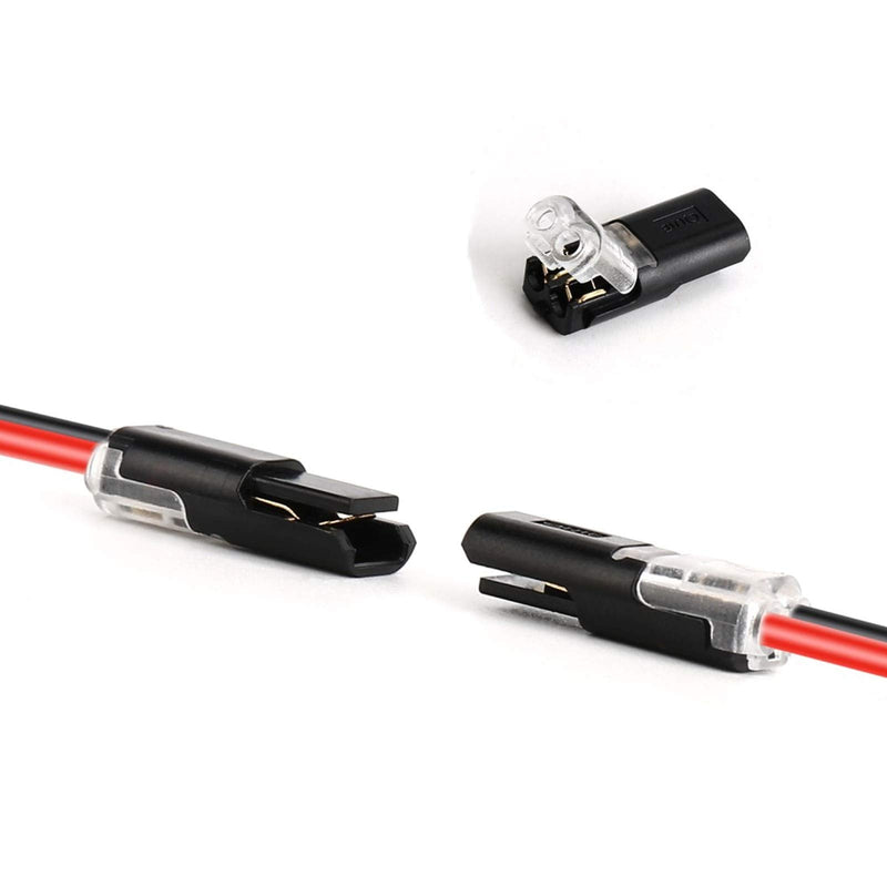 Pluggable LED Wire Connectors, TYUMEN 12pcs 2 Pin 2 Way Universal Compact Wire Terminals, No Wire-Stripping Required, Toolless Spring Wire Connectors, Quick Splice Wire Wiring Connector for AWG 20-24