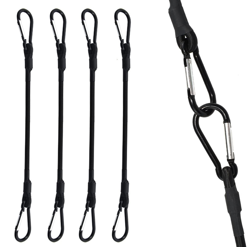 SDTC Tech 24 Inch Bungee Cord with Carabiner Hook | 4 Pack Superior Latex Heavy Duty Straps Strong Elastic Rope Locks onto Anchor Points of Luggage Rack/Cargo/Camping/RV/Hand Carts etc. 24inch 4pack
