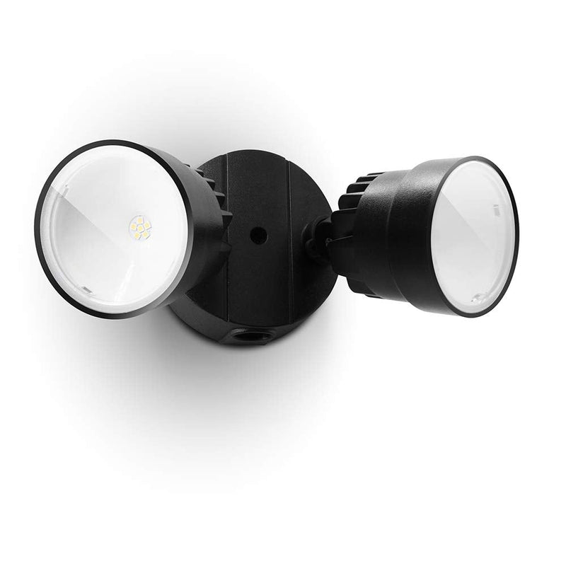 LUTEC P6221B 2000 Lumen 18 Watt LED Dual-Head Floodlight Outdoor, Switch Controlled Waterproof Exterior Security Wall Light for Patio, Garden,Yard-Black 1 Pack Black